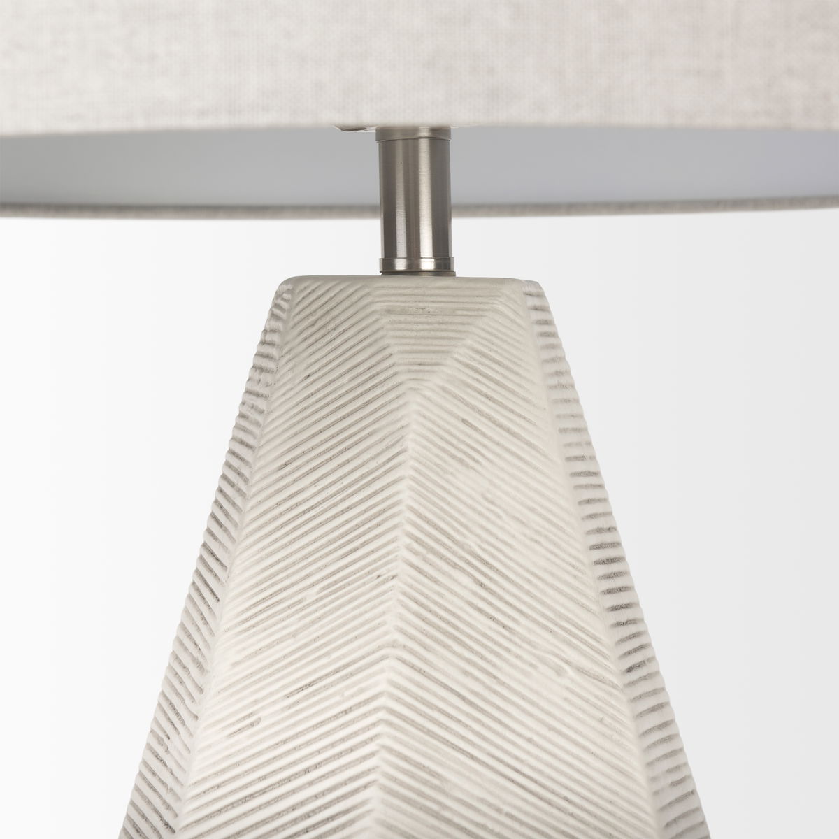 Piven White with Antiqued Wash Textured Ceramic Table Lamp, by Mercana, 18" length x 18" width x 29.5" height View 8