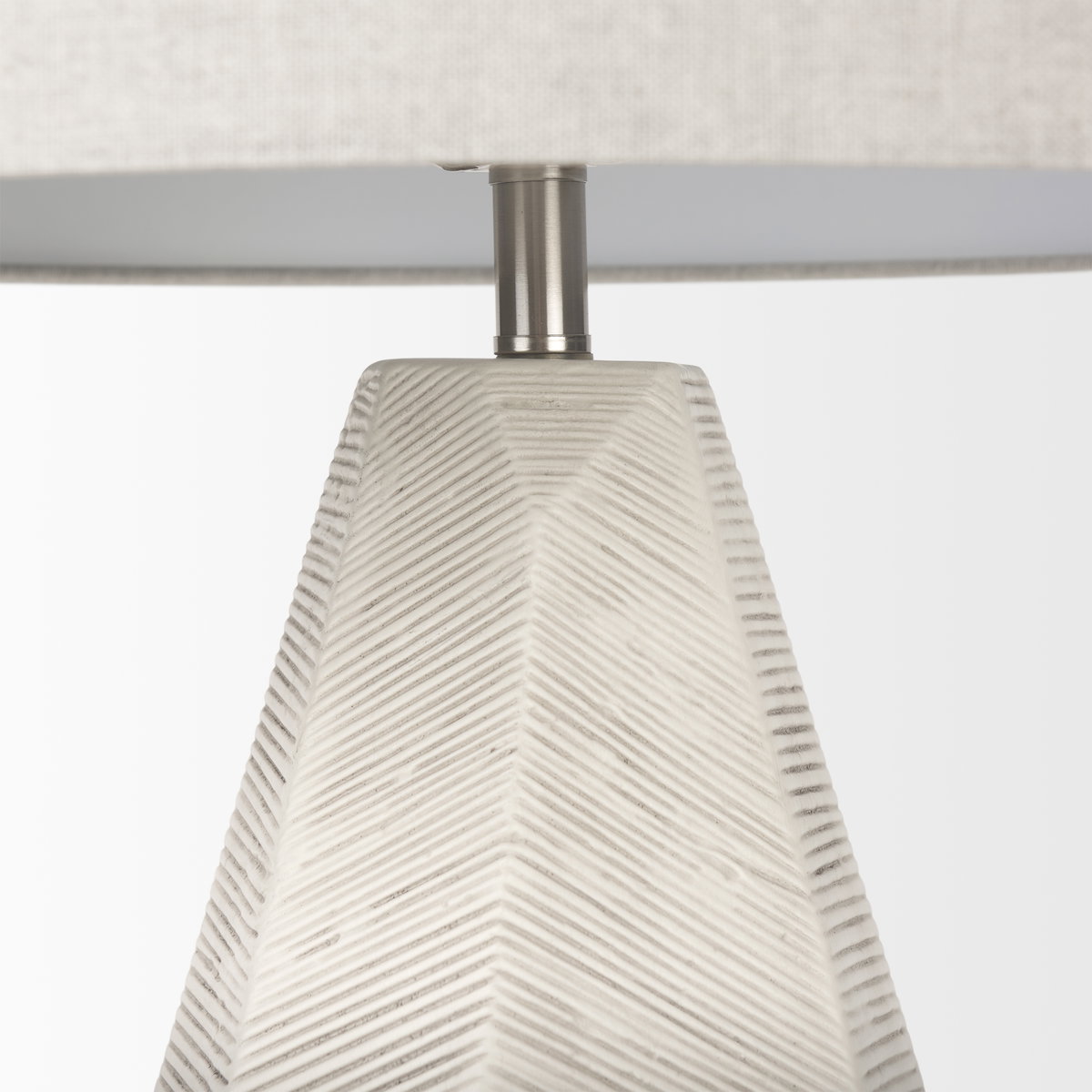 Piven White with Antiqued Wash Textured Ceramic Table Lamp, by Mercana, 18" length x 18" width x 29.5" height View 8
