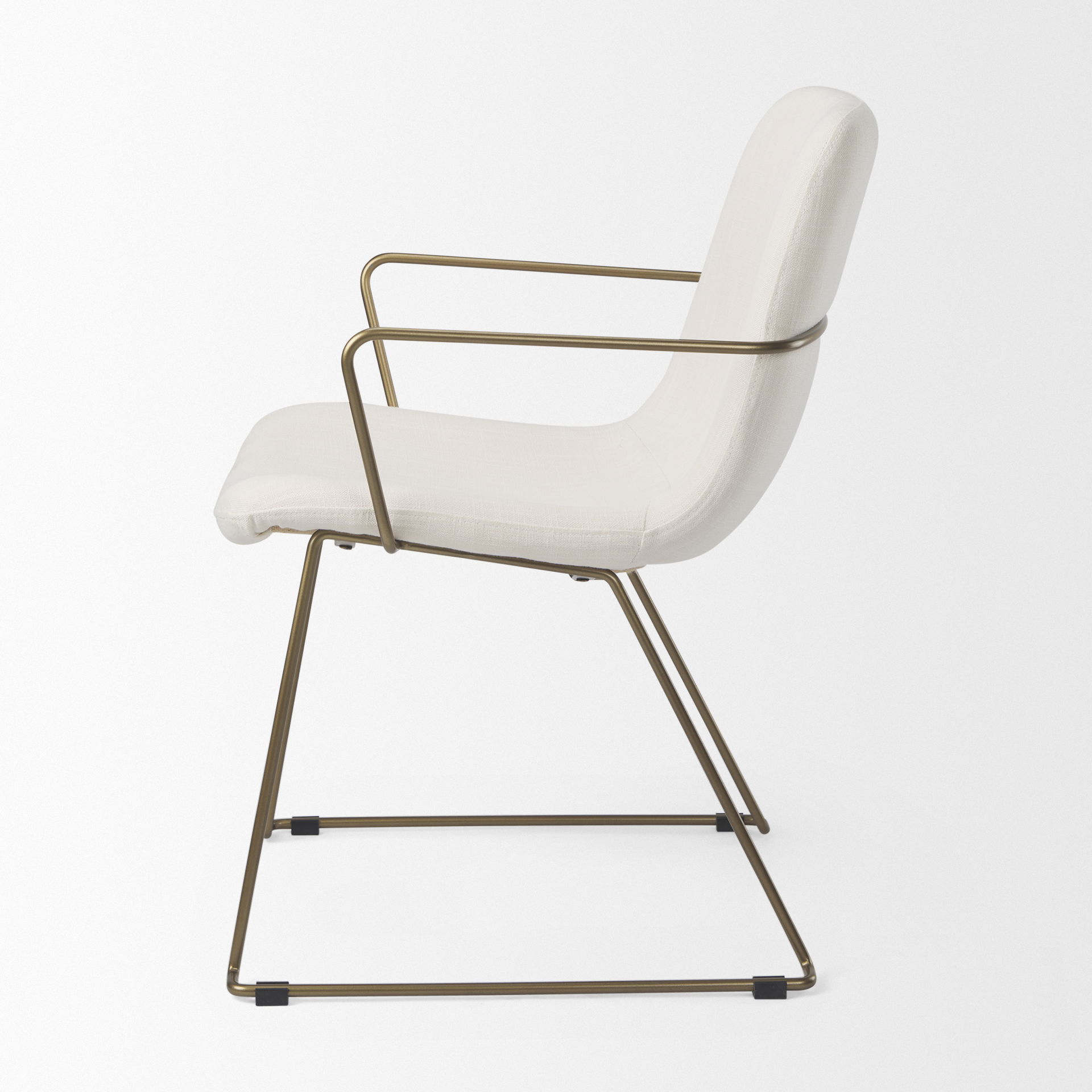 Sawyer Cream Fabric Wrap Gold Metal Frame Dining Chair, by Mercana, 22.44" length x 24.8" width x 34.65" height View 4