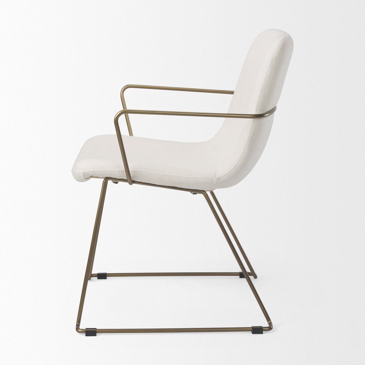Sawyer Solid Back Dining Side Chair | Cream Fabric with Gold Metal, Dining Chair by Mercana, 22.44" length x 24.8" width x 34.65" height View 4