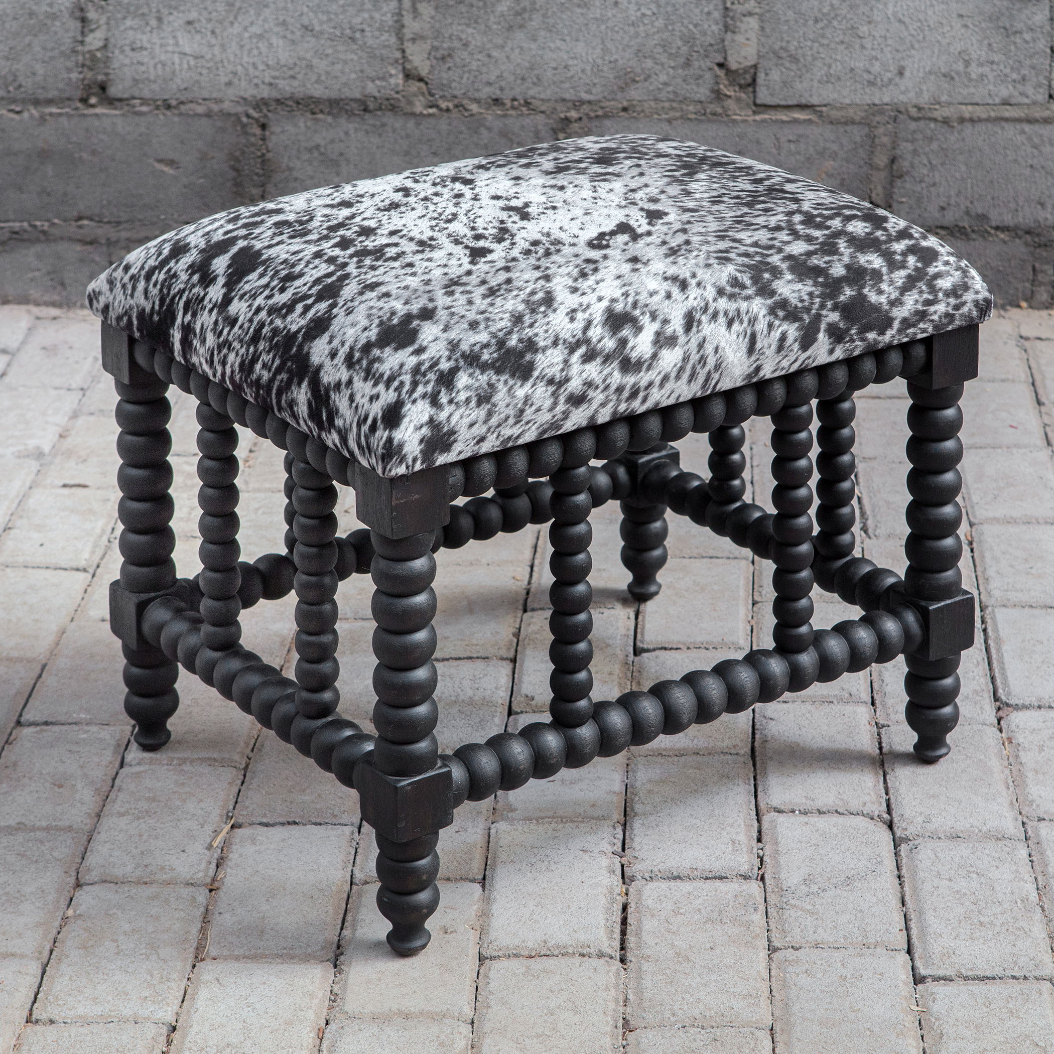 Rancho Faux Cow Hide Small Bench large image 