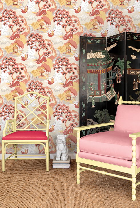 Old Peking Pink Lemonade Peel & Stick Wallpaper
