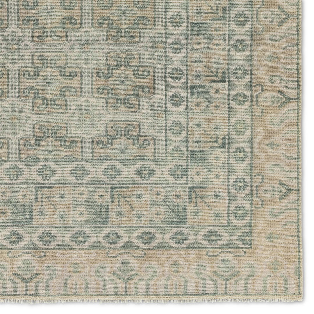 Jaipur Living Stage SLN19 Handknotted Medallion Green and White Area Rug (9'x12') large image 