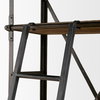 Brodie VII 32L x 22W x 94H Brown Wood Gun-Metal Bracing Four Shelf Shelving Unit, Shelving & Bookcase by Mercana, 31.5" length x 21.5" width x 94" height thumbnail 12