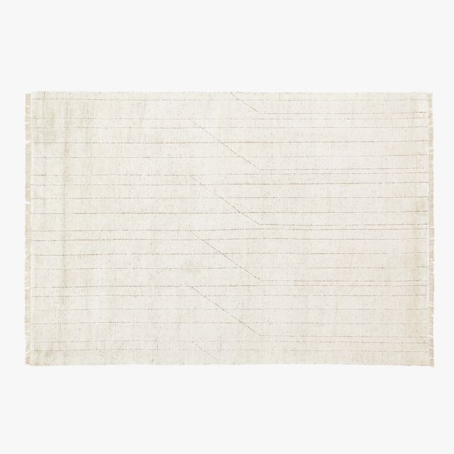 Online Designer Combined Living/Dining Kada Handknotted Viscose White Area Rug 6'x9'