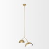 Cybill Brushed Brass with White Metal Shades 2-Light Chandelier, by Mercana, 41.73" length x 9.45" width x 9.75" height thumbnail 5
