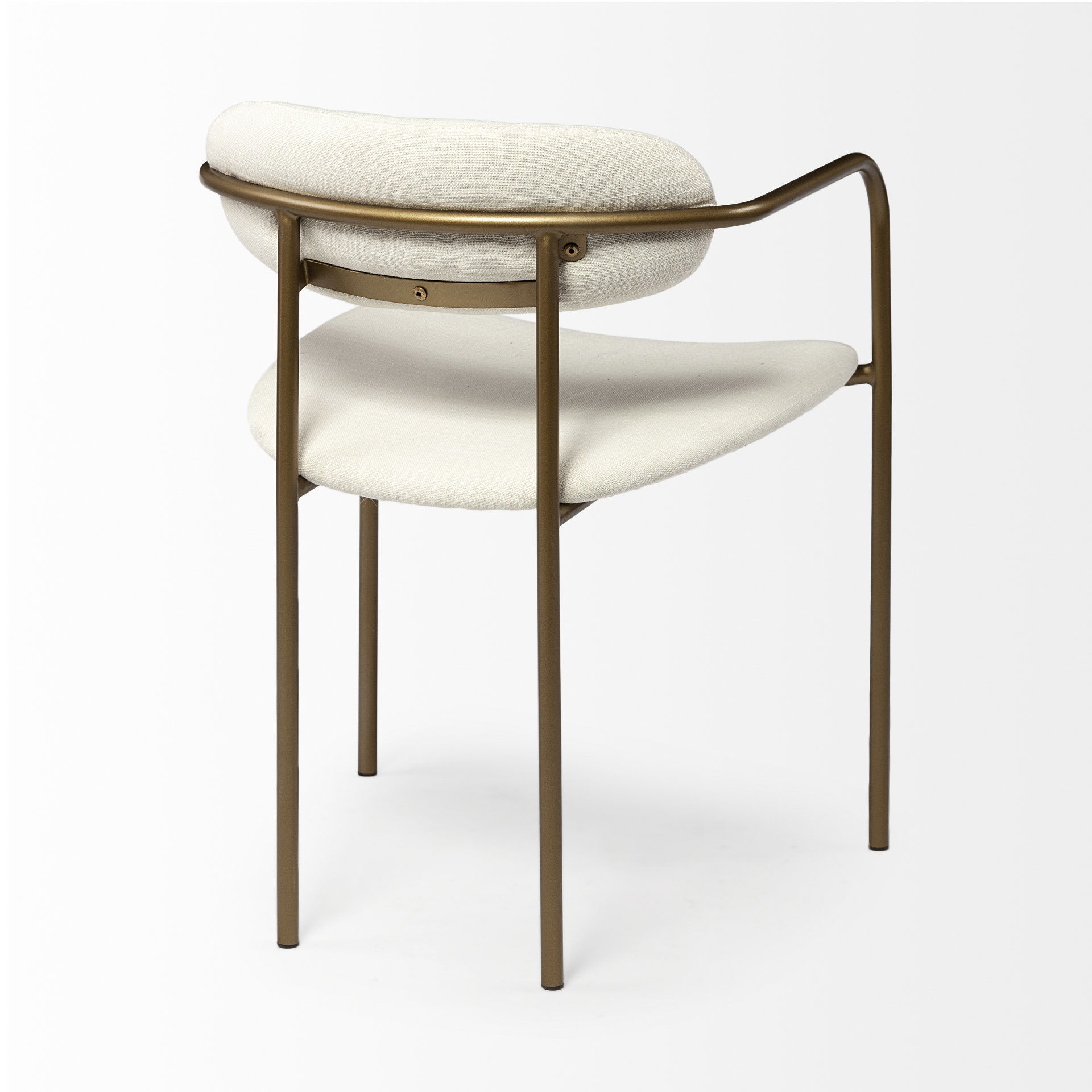 Parker I Cream Fabric Seat Gold Metal Frame Dining Chair, by Mercana, 21.46" length x 21.06" width x 28.74" height View 9