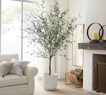 Online Designer Bathroom Faux Potted Olive Tree in Concrete Fluted Planter
