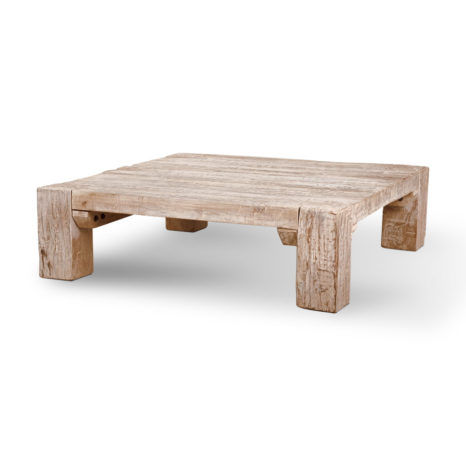McArthur 48x48 Square Reclaimed Solid Wood Coffee Table, by Mercana, 48" length x 48" width x 14" height View 1