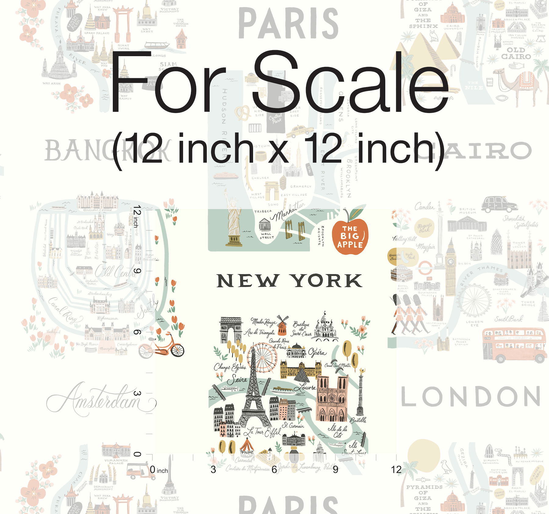 City Maps Mint Peel & Stick Wallpaper, by York Wall, 20' length x 2'3" width x 0.02" depth View 3