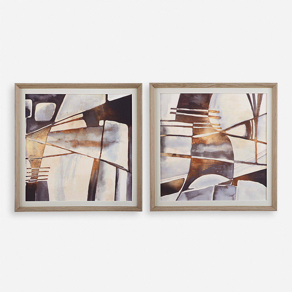 Vetrina Framed Abstract Prints Set/2, Art by Uttermost, 34.87" width x 34.87" height x 2" depth View 1