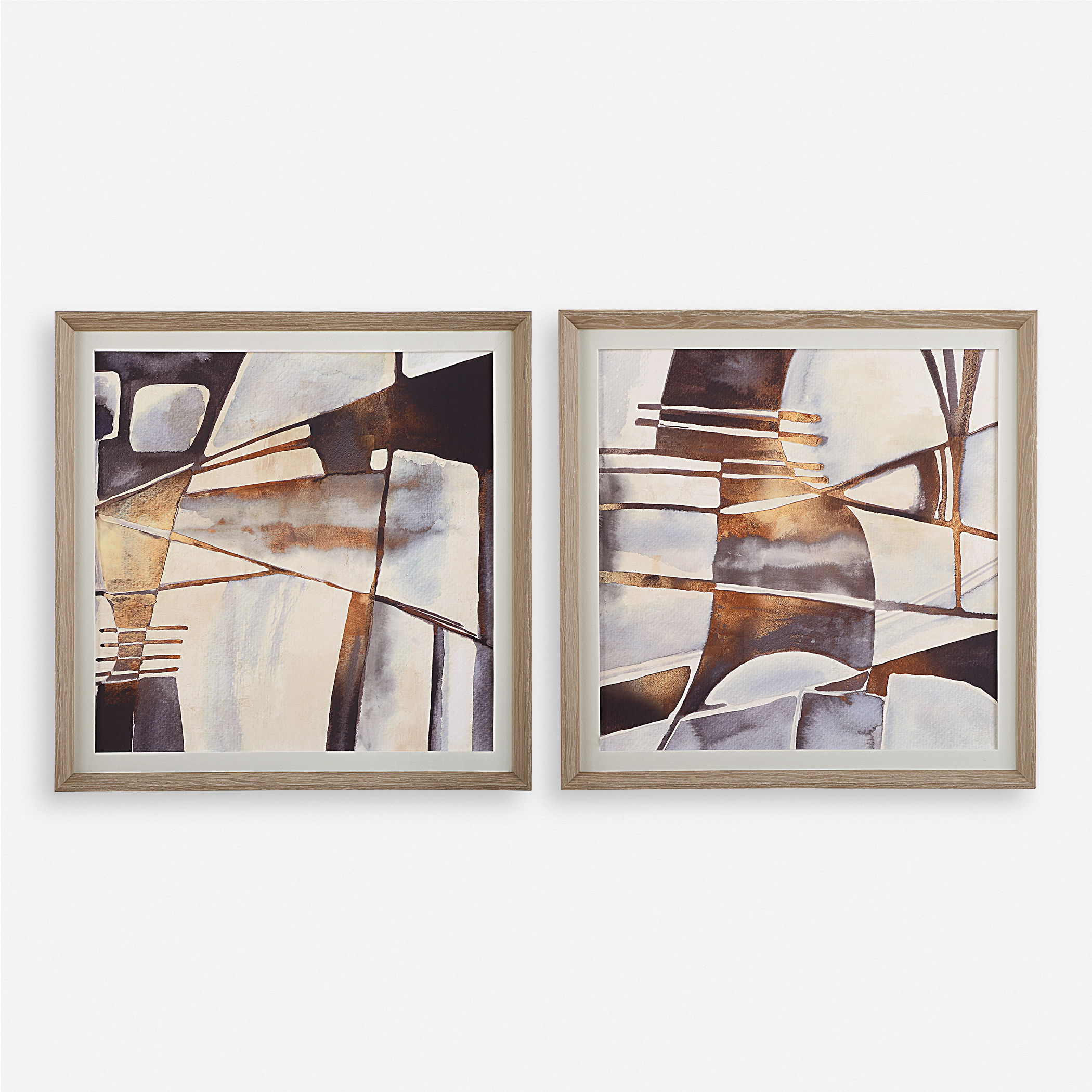 Vetrina Framed Abstract Prints Set/2, Painting by Uttermost, 34.87" width x 34.87" height x 2" depth View 1