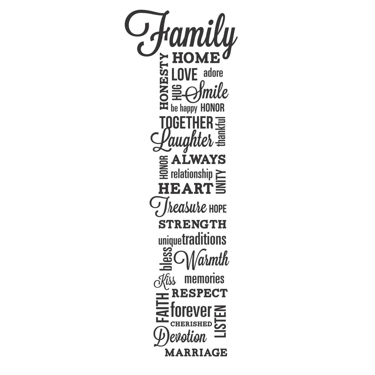 Family Quote Wall Decals, by York Wall, 1'6" length x 10" width x 1.6" depth