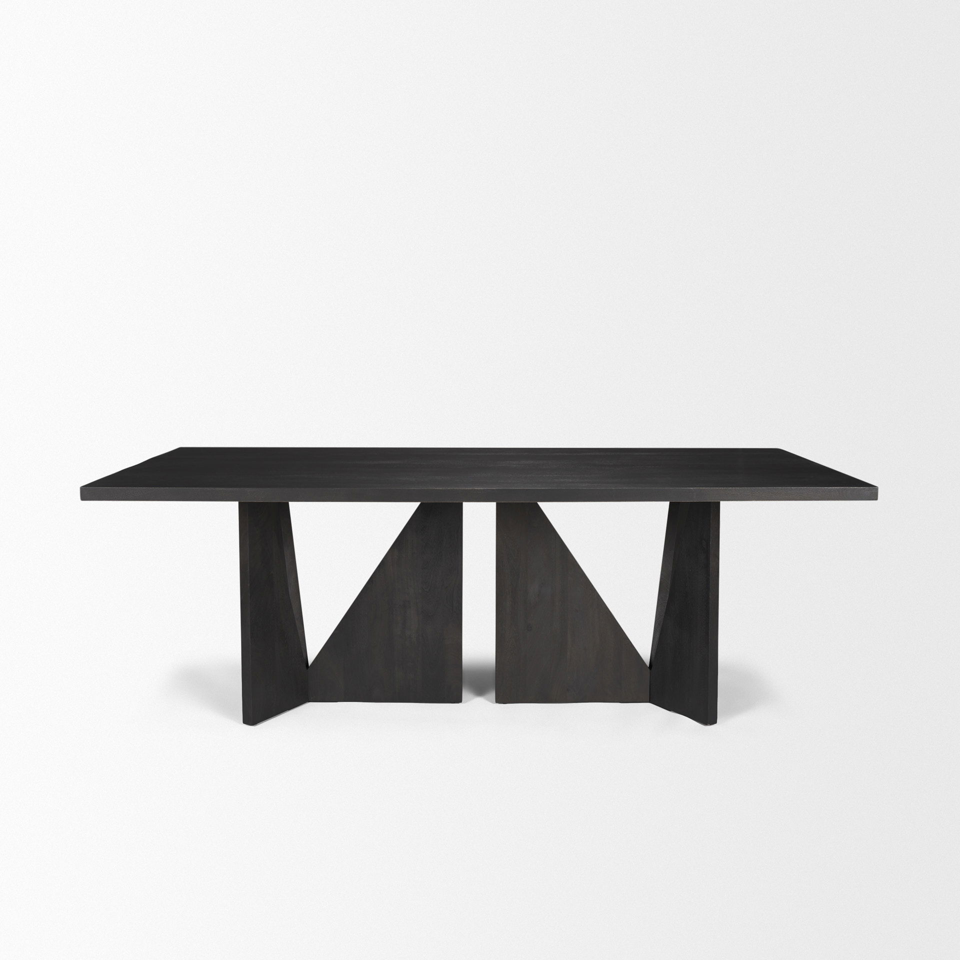 Tarro 84' Rectangular Textured Black Wood with Geometrical Base Dining Table large image 