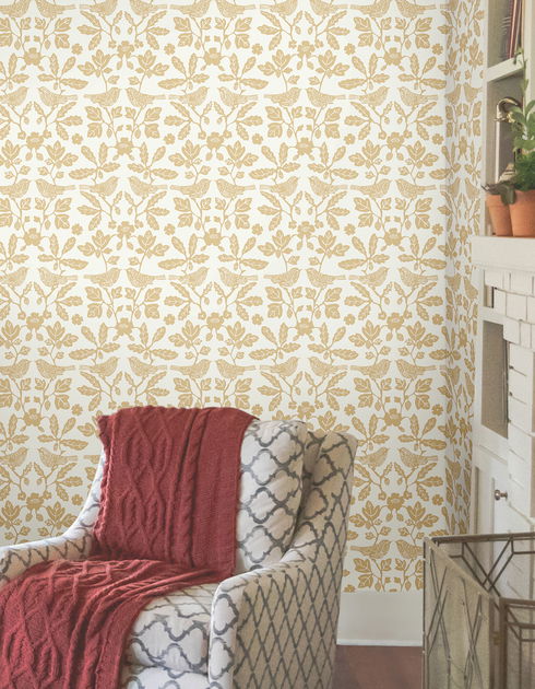 Sparrow & Oak Ochre Yellow Peel & Stick Wallpaper