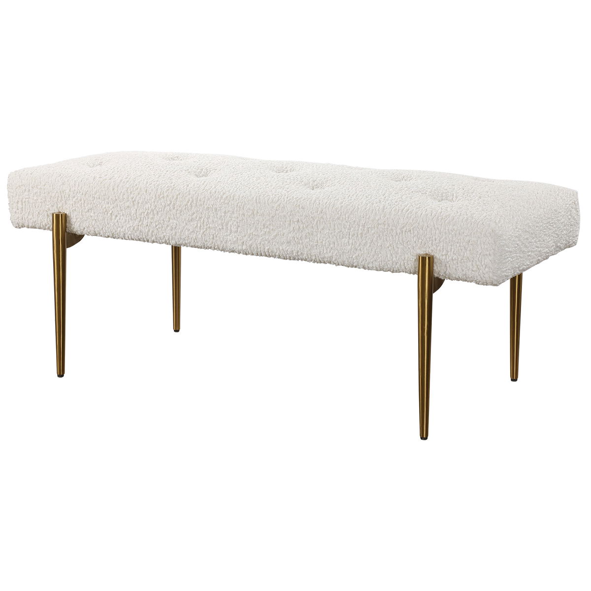 Olivier White Bench, Benche by Uttermost, 49" width x 19" height x 20" depth View 5