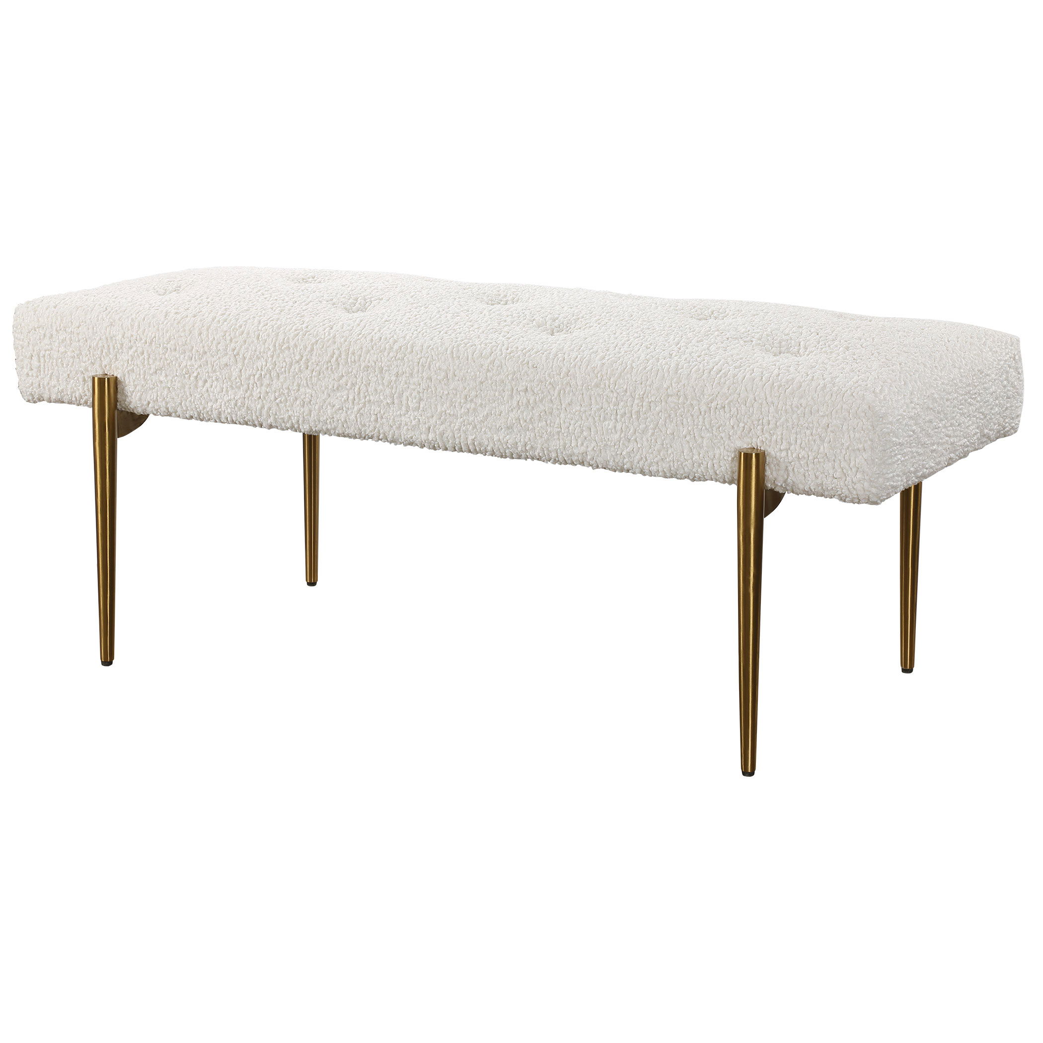 Olivier White Bench, Furniture by Uttermost, 49" width x 19" height x 20" depth View 5