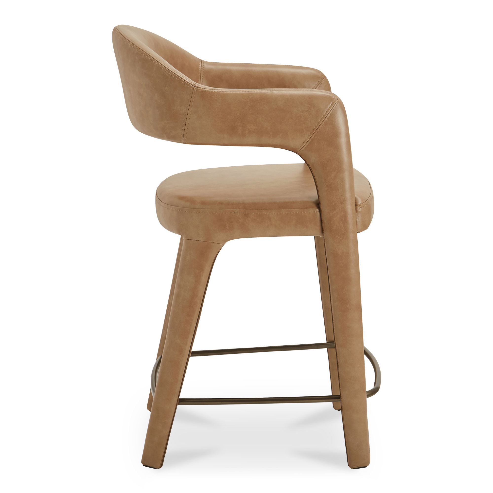 Martens Counter Stool Brown Leather, Counter & Bar Stool by Moe's Home, 23.6" width x 39" height x 23.3" depth View 3