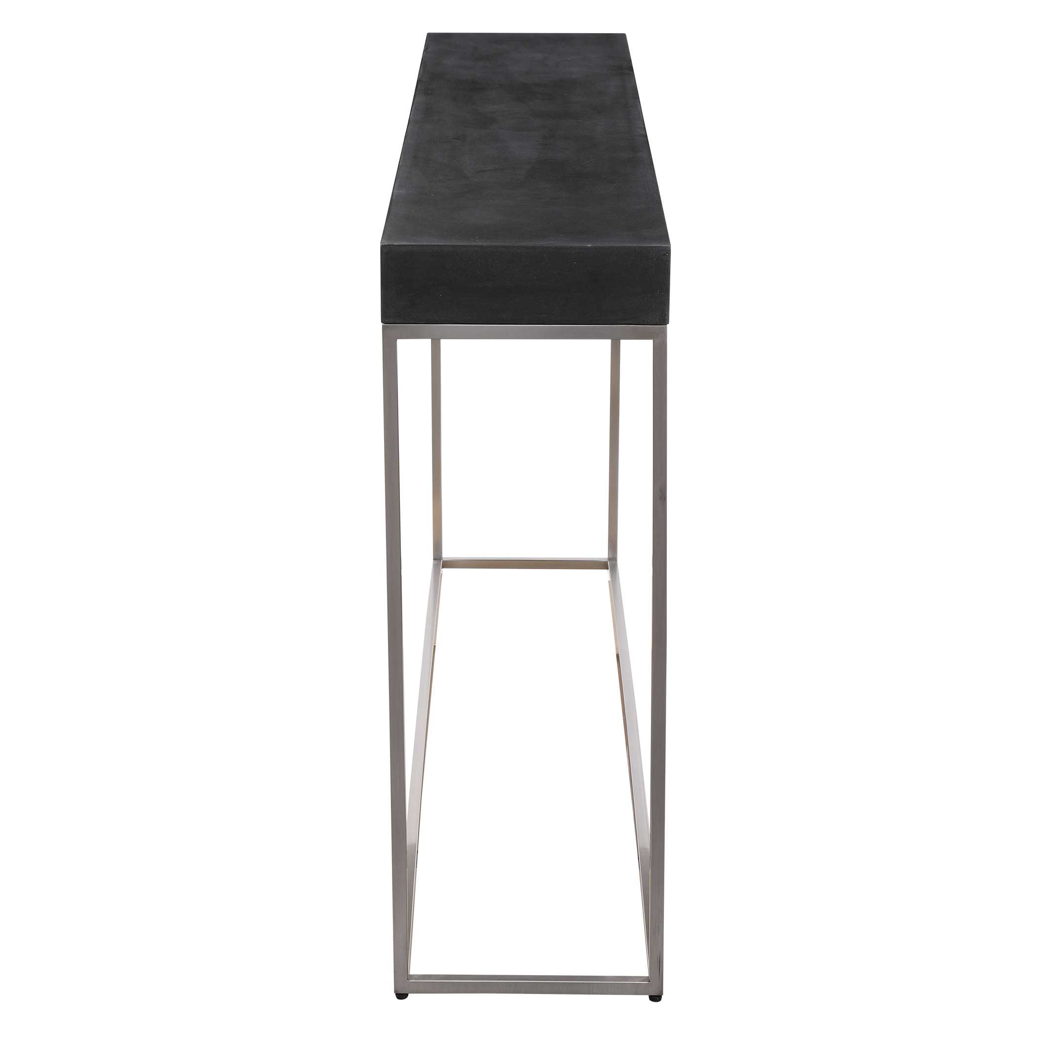 Jase Black Concrete Console Table, Furniture by Uttermost, 54" width x 31.25" height x 11" depth View 5
