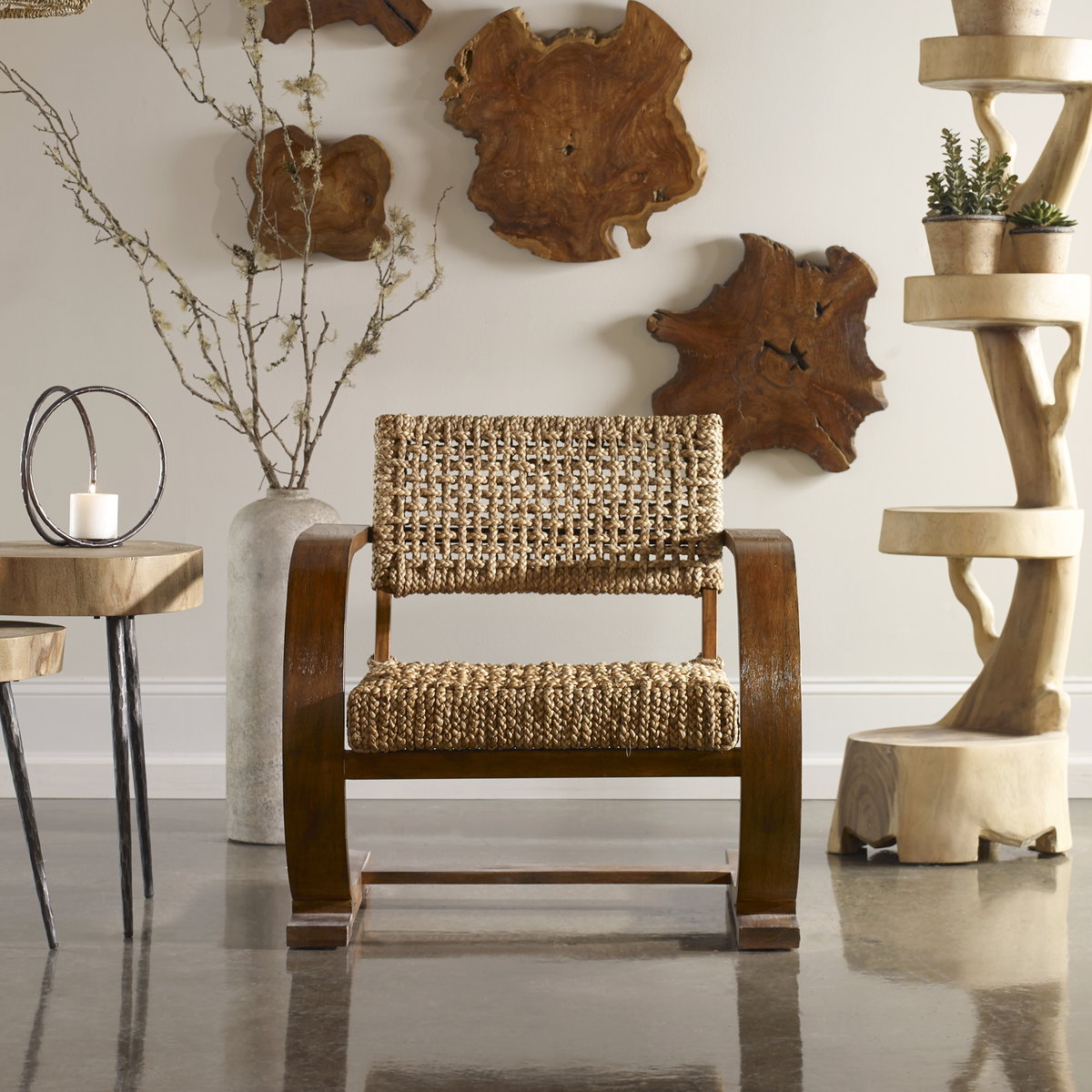 Rehema Natural Woven Accent Chair, by Uttermost, 30" width x 30" height x 30.7" depth View 6
