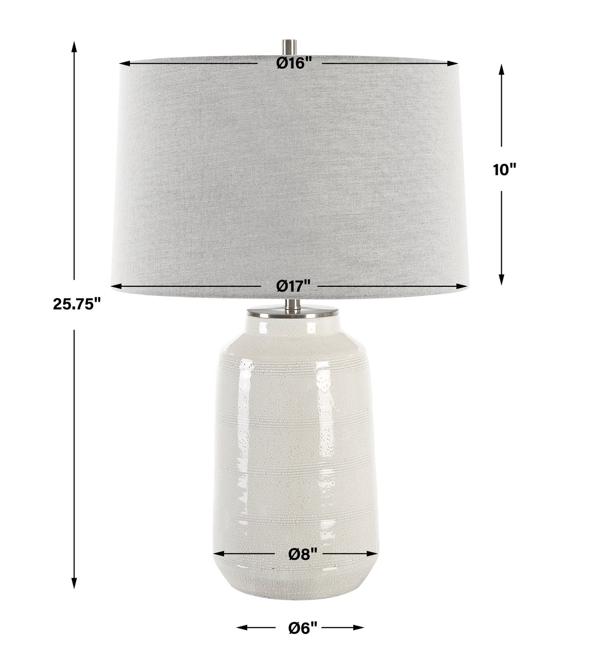 Odawa White Farmhouse Table Lamp, by Uttermost, 1'5" width x 2'1.75" height x 1'5" depth View 3