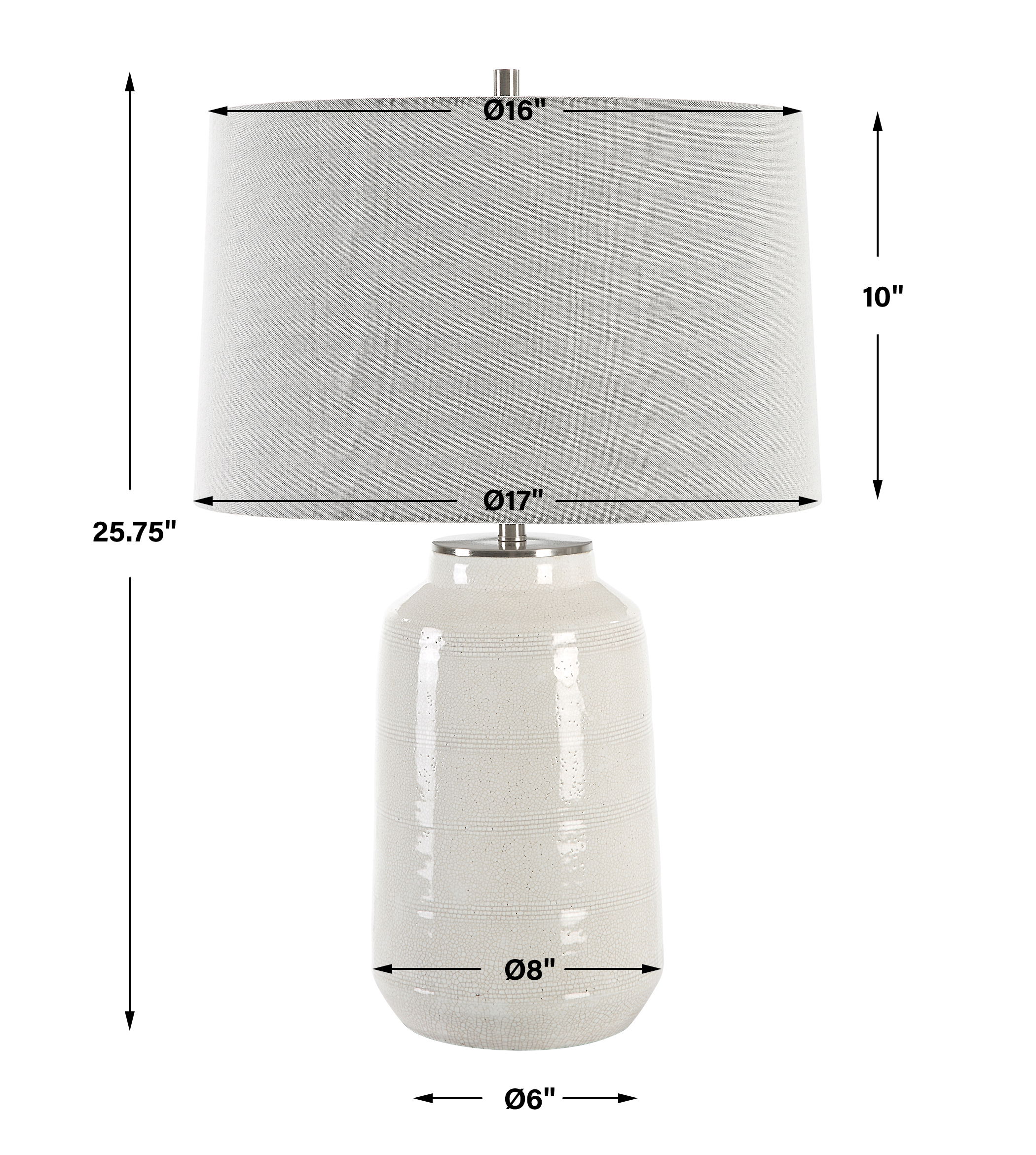 Odawa White Farmhouse Table Lamp, by Uttermost, 17" width x 25.75" height x 17" depth View 3