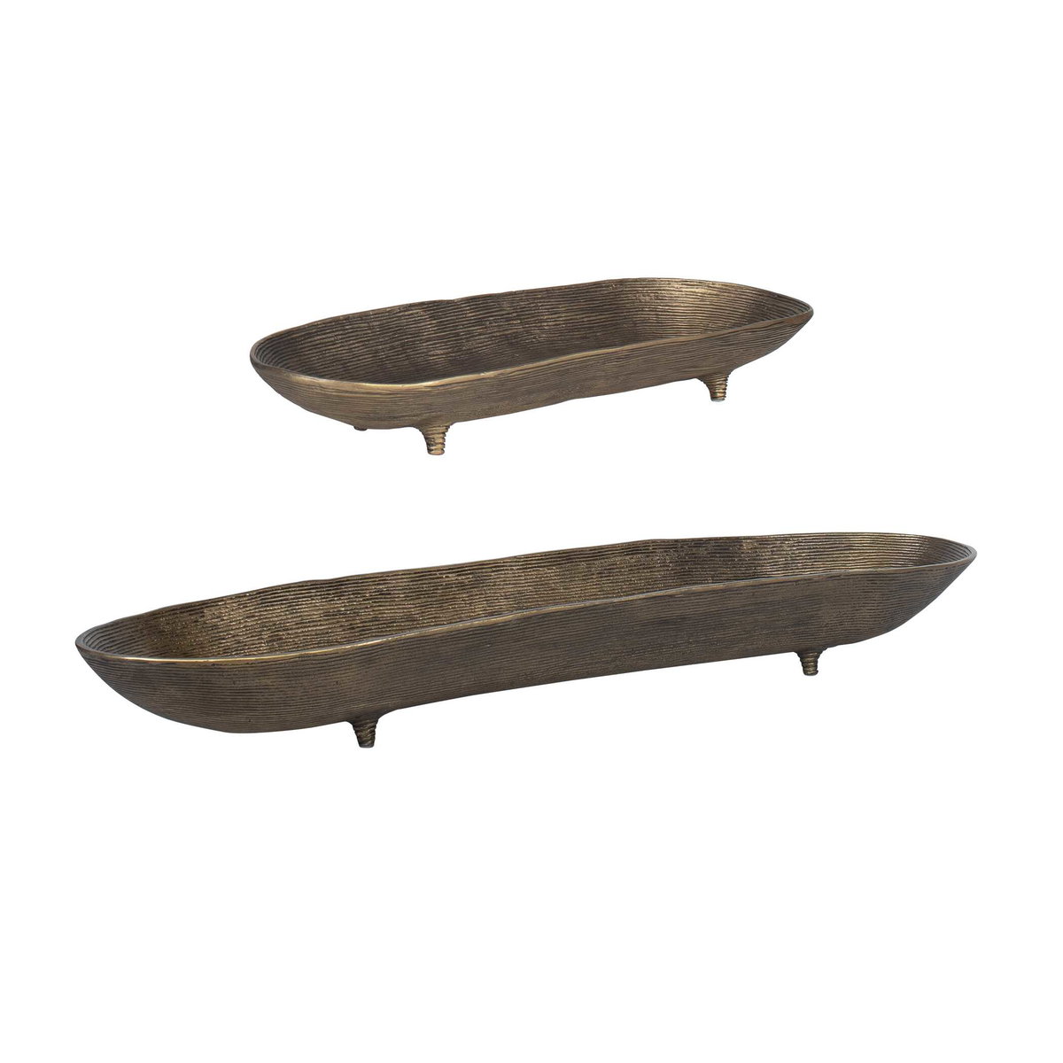 Stratum Oval Brass Bowls Set/2, Decorative Tray by Uttermost, 33.75" width x 4" height x 9.75" depth View 3
