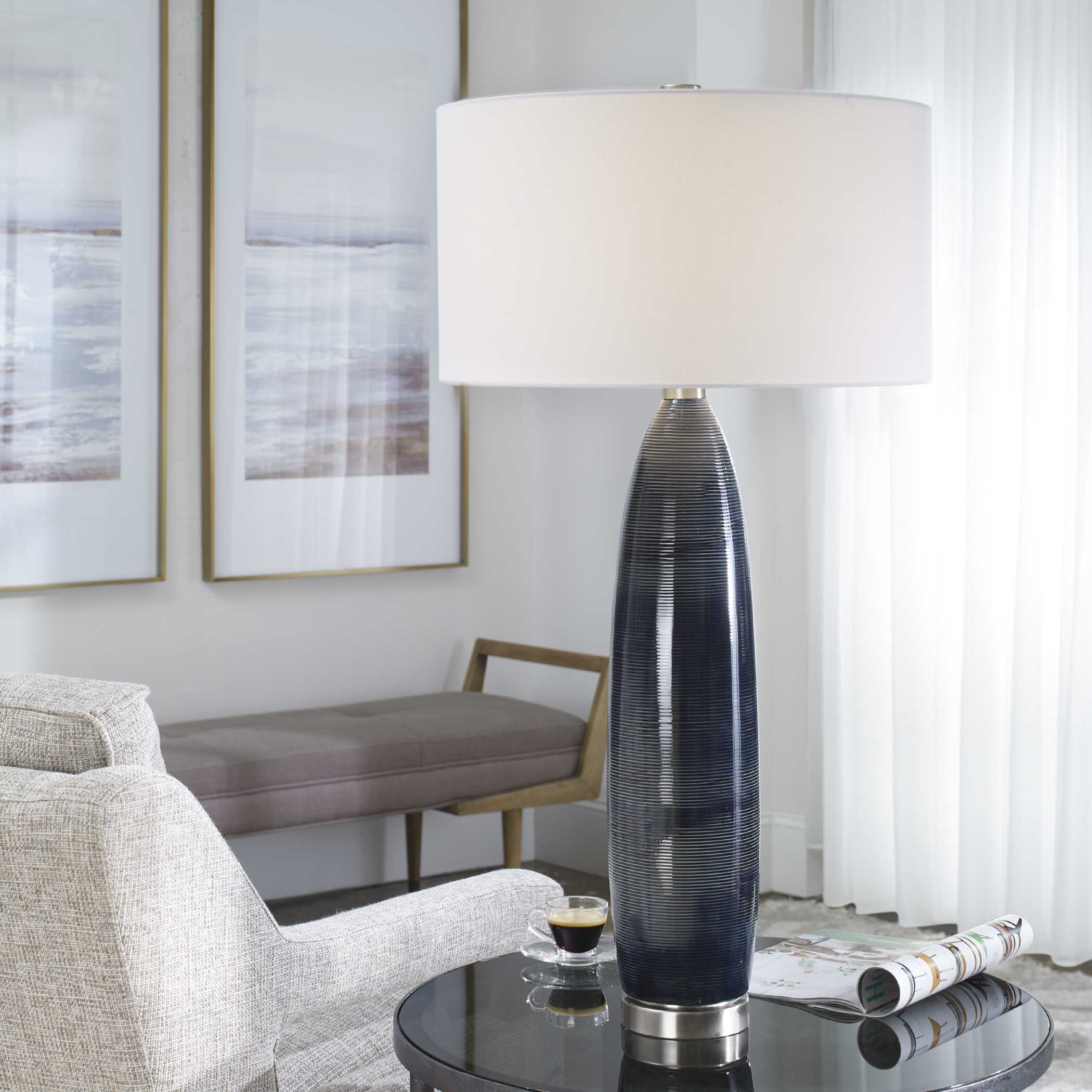 Cullen Blue Gray Table Lamp large image 