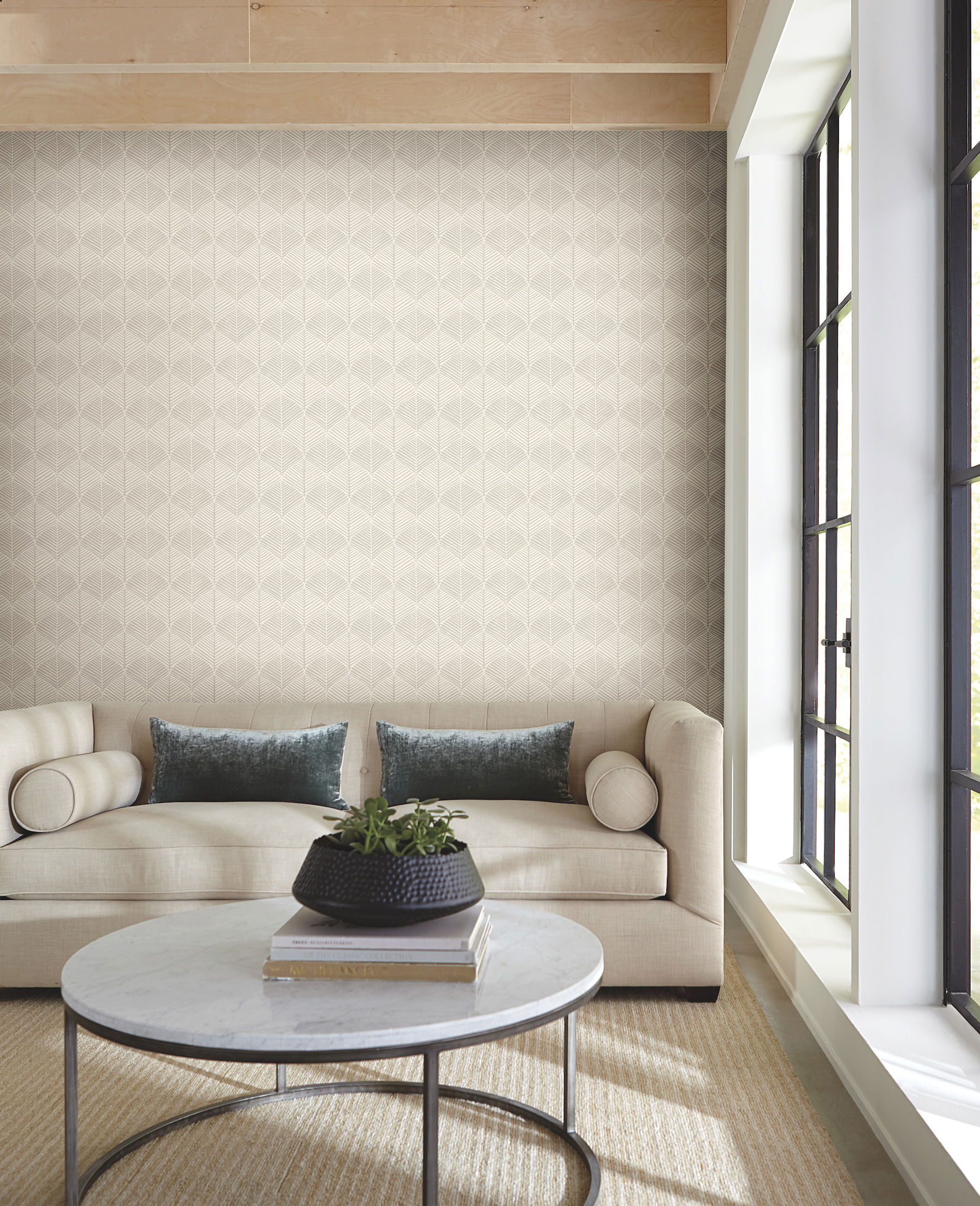 Palm Thatch Grey Wallpaper large image 
