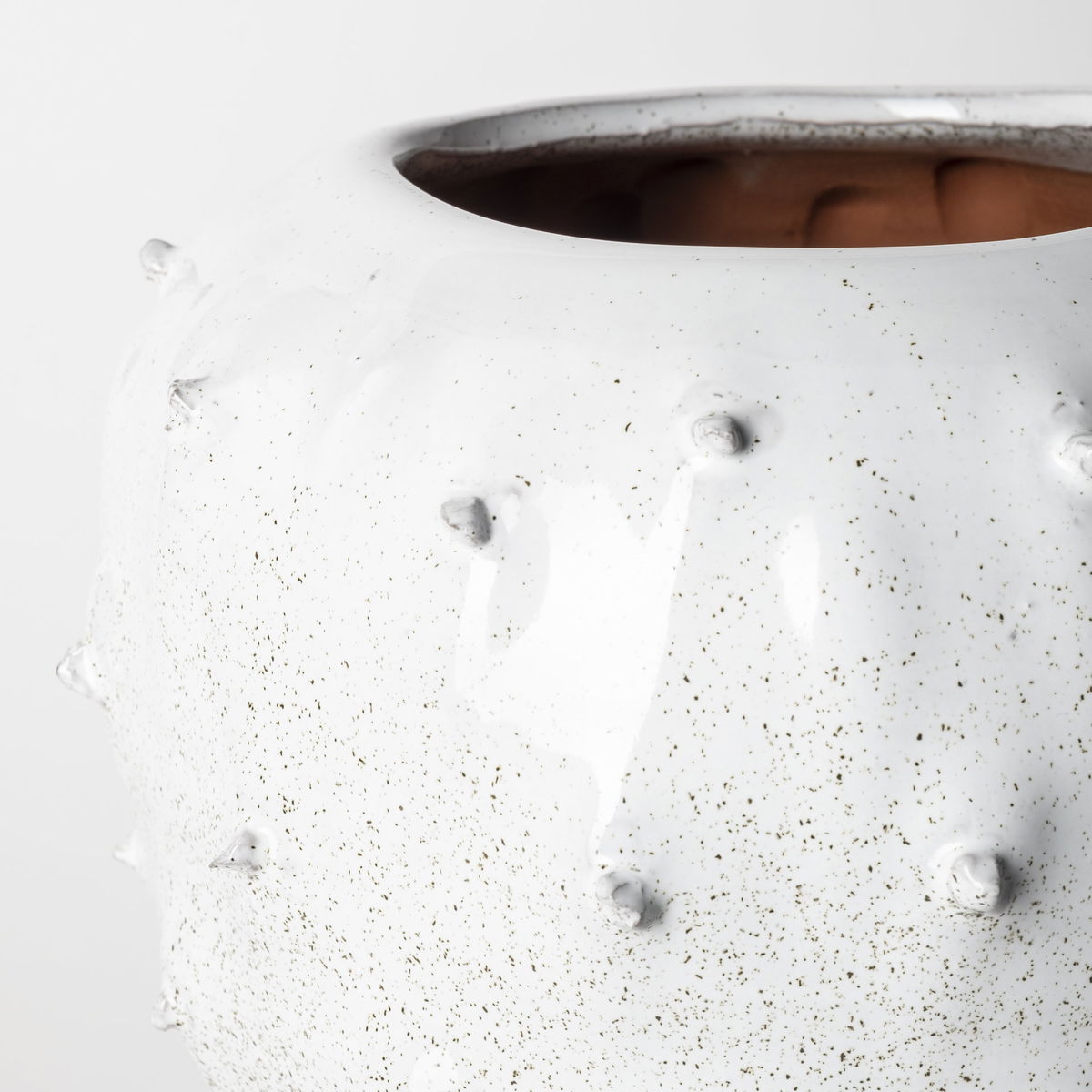 Julian Small Glossy White Ceramic Spoked Vase, by Mercana, 8.27" length x 8.27" width x 11.42" height View 8