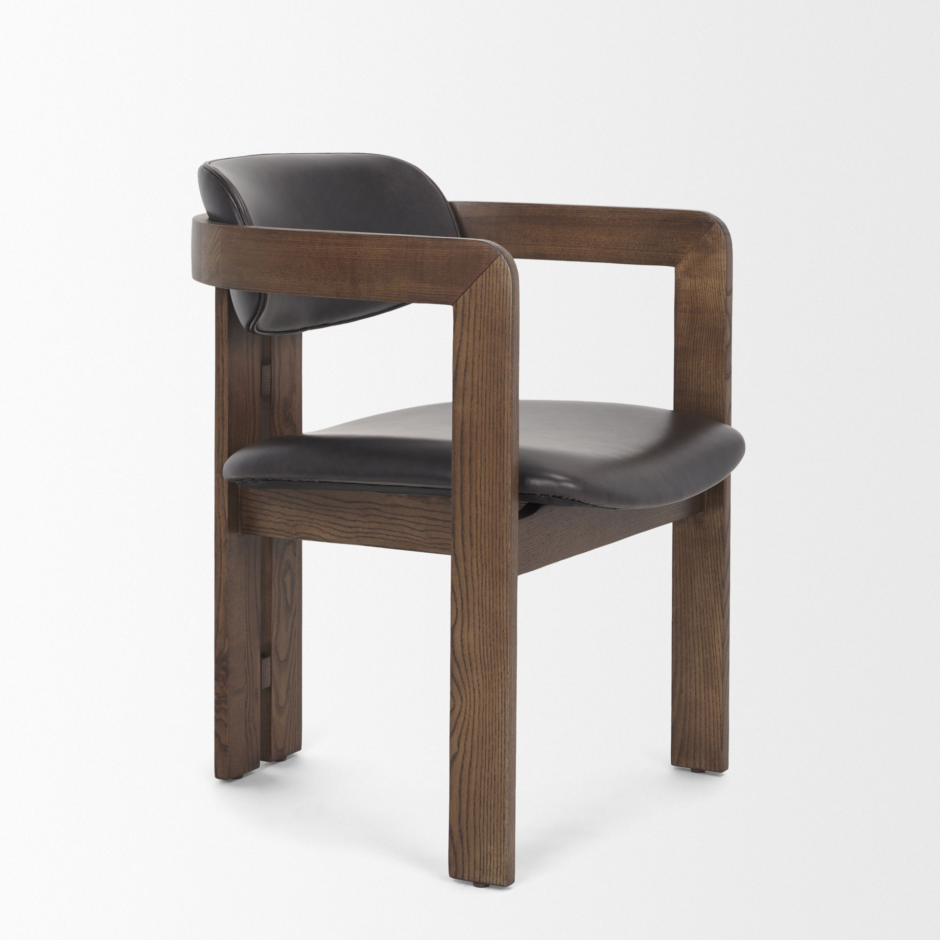 Shiro Medium Brown with Espresso Brown Leather Dining Chair large image 