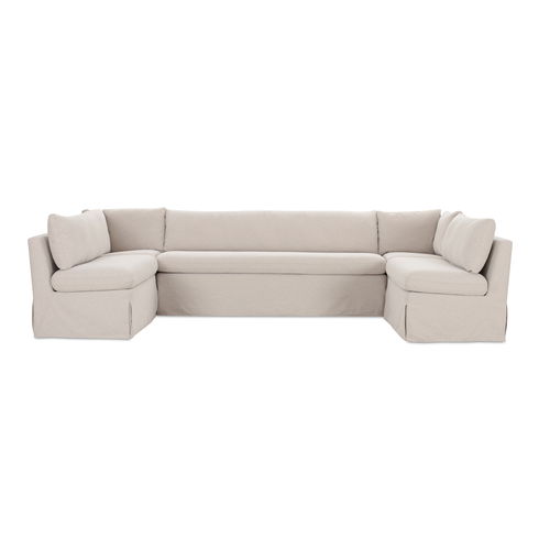 Fable Slipcover Dining Banquette U-shape Beige 129in