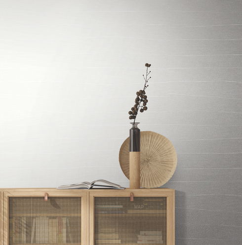 Natural Grid White Pearl Wallpaper