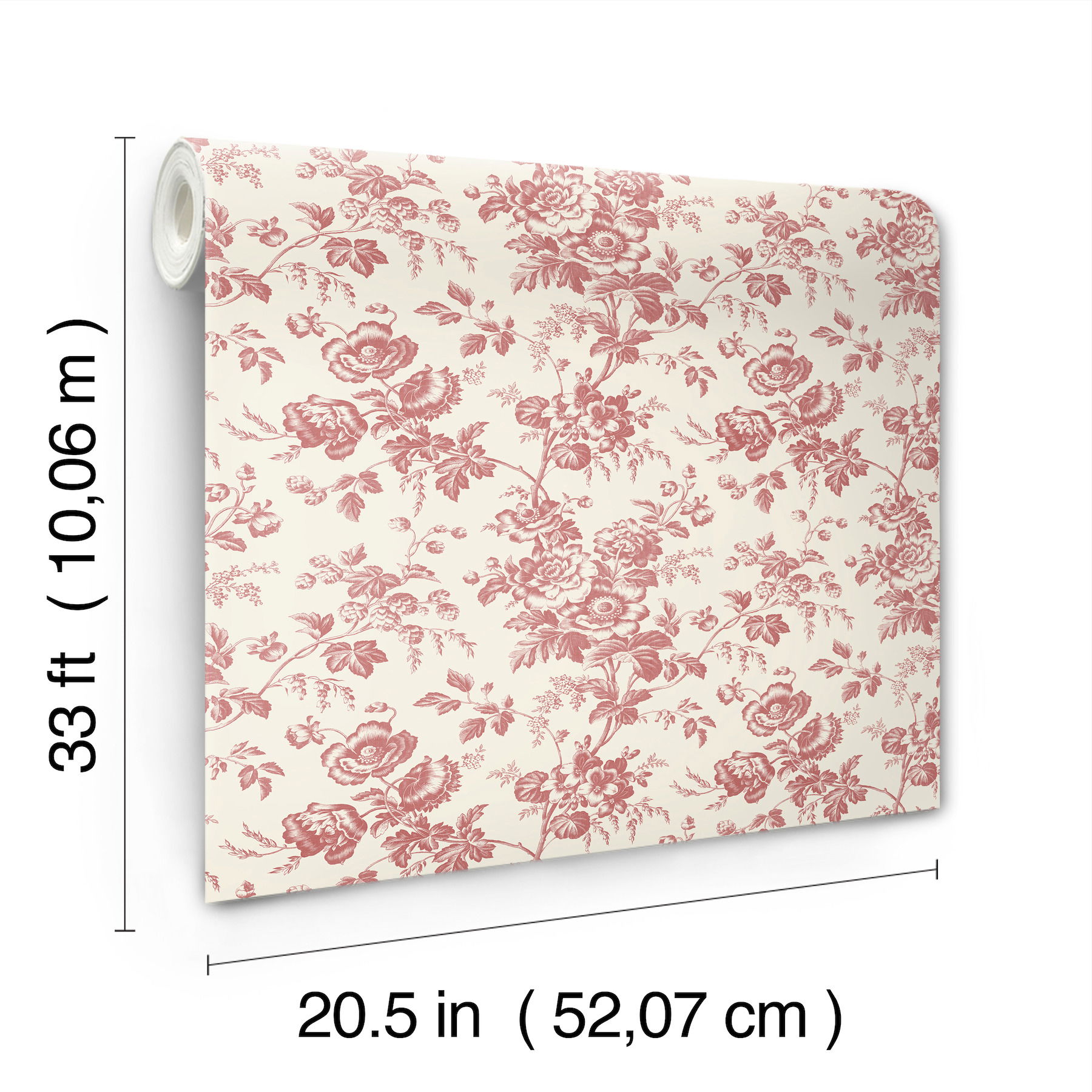 Anemone Toile French Red Wallpaper large image 