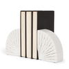Stept White Marble Bookends with rough carving (set of 2), by Mercana, 4.5" length x 2.5" width x 5.5" height thumbnail 1