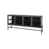 Arelius 70L x 18.75W x 32H Black-Brown Wood, Black Metal Base with 4 Glass Cabinet Doors Sideboard, Sideboards & Buffet by Mercana, 70" length x 18.75" width x 32" height thumbnail 1