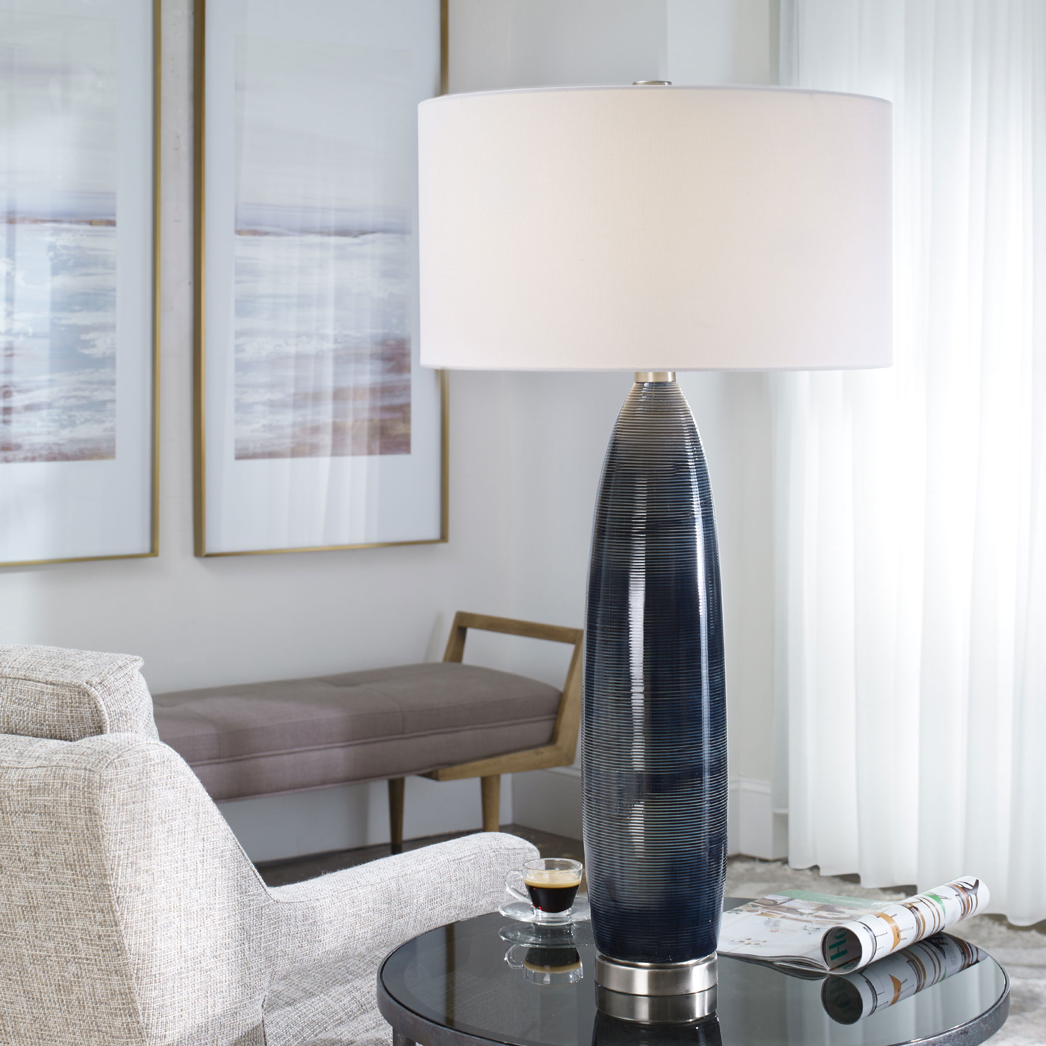 Cullen Blue Gray Table Lamp large image 