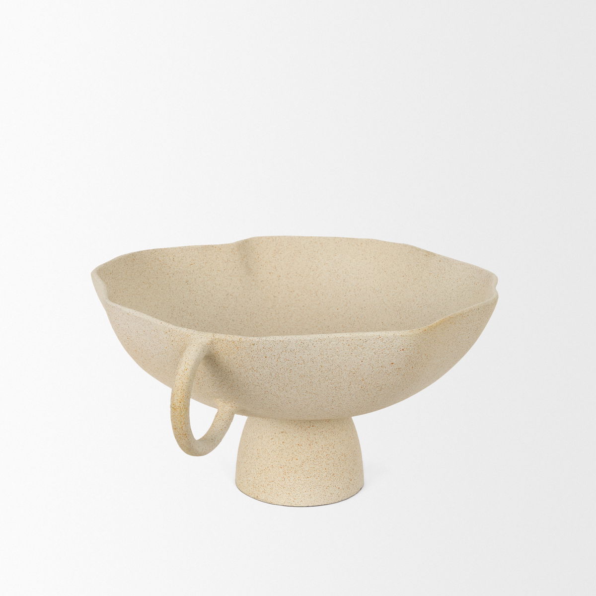 Radka Beige Textured Large Metal Decorative Bowl, by Mercana, 19.69" length x 15.75" width x 8.25" height View 6