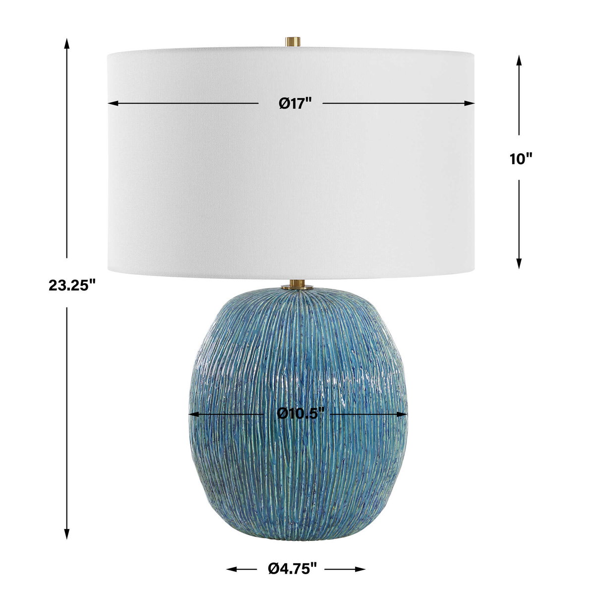 Elysia Textured Table Lamp, by Uttermost, 17" width x 23.25" height x 17" depth View 3