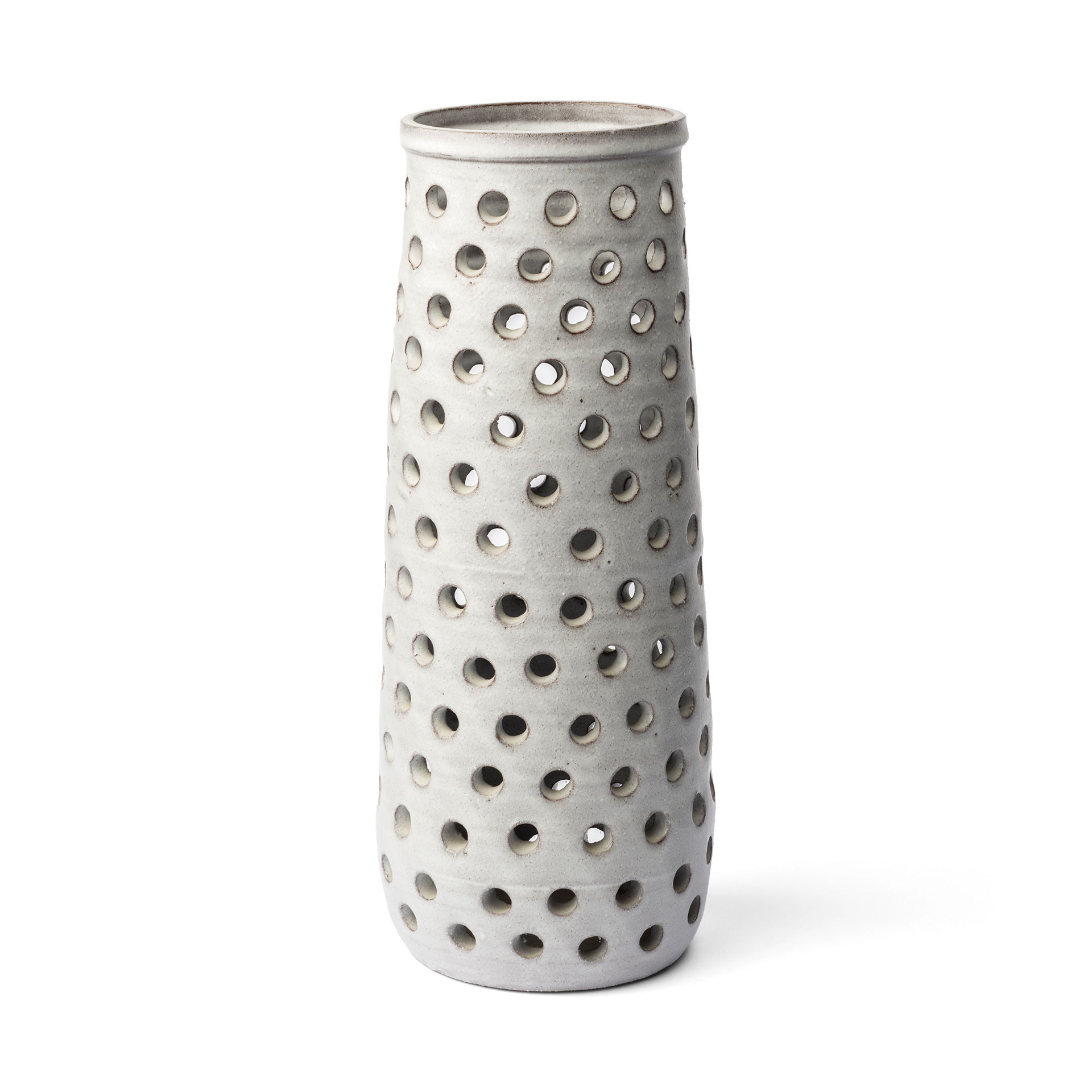 Canasta Large Rustic White Ceramic Decorative Vase, by Mercana, 7.5" length x 7.5" width x 19.1" height View 1