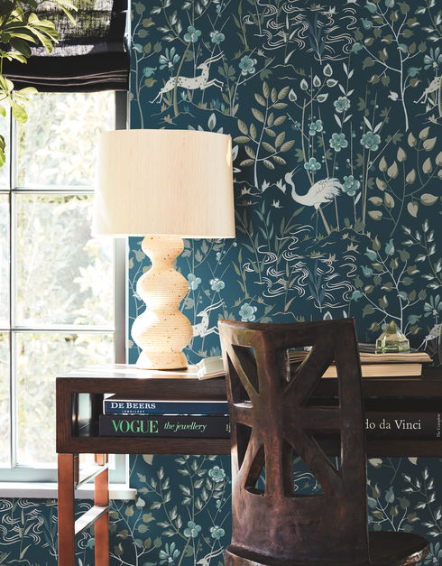Aspen Dark Blue Wallpaper