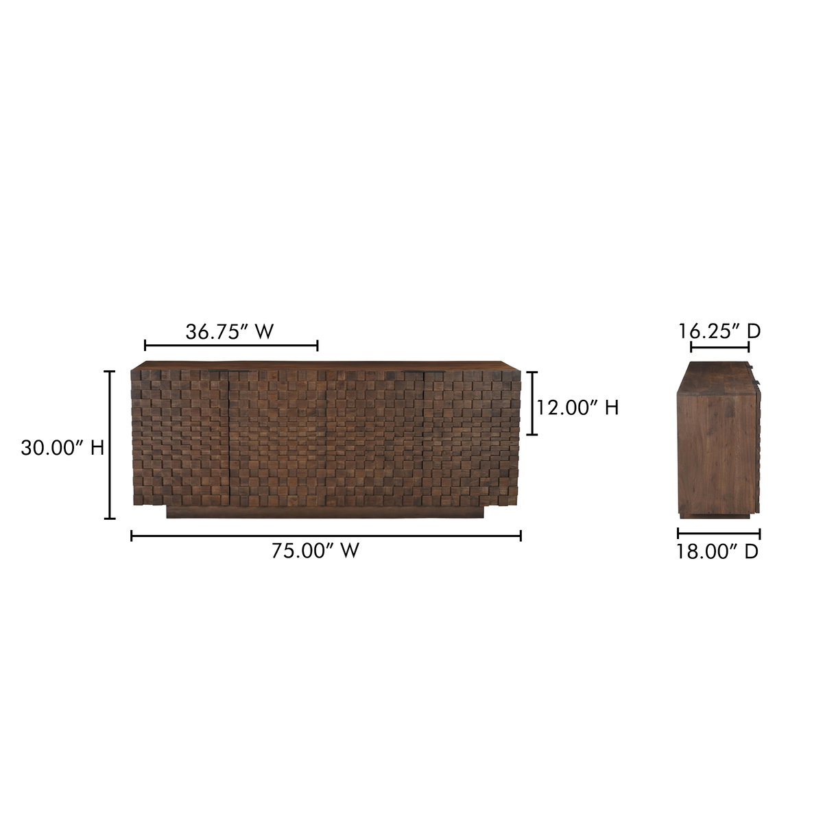 Easton Sideboard Brown, Cabinets & Sideboard by Moe's Home, 75" width x 30" height x 18" depth View 14