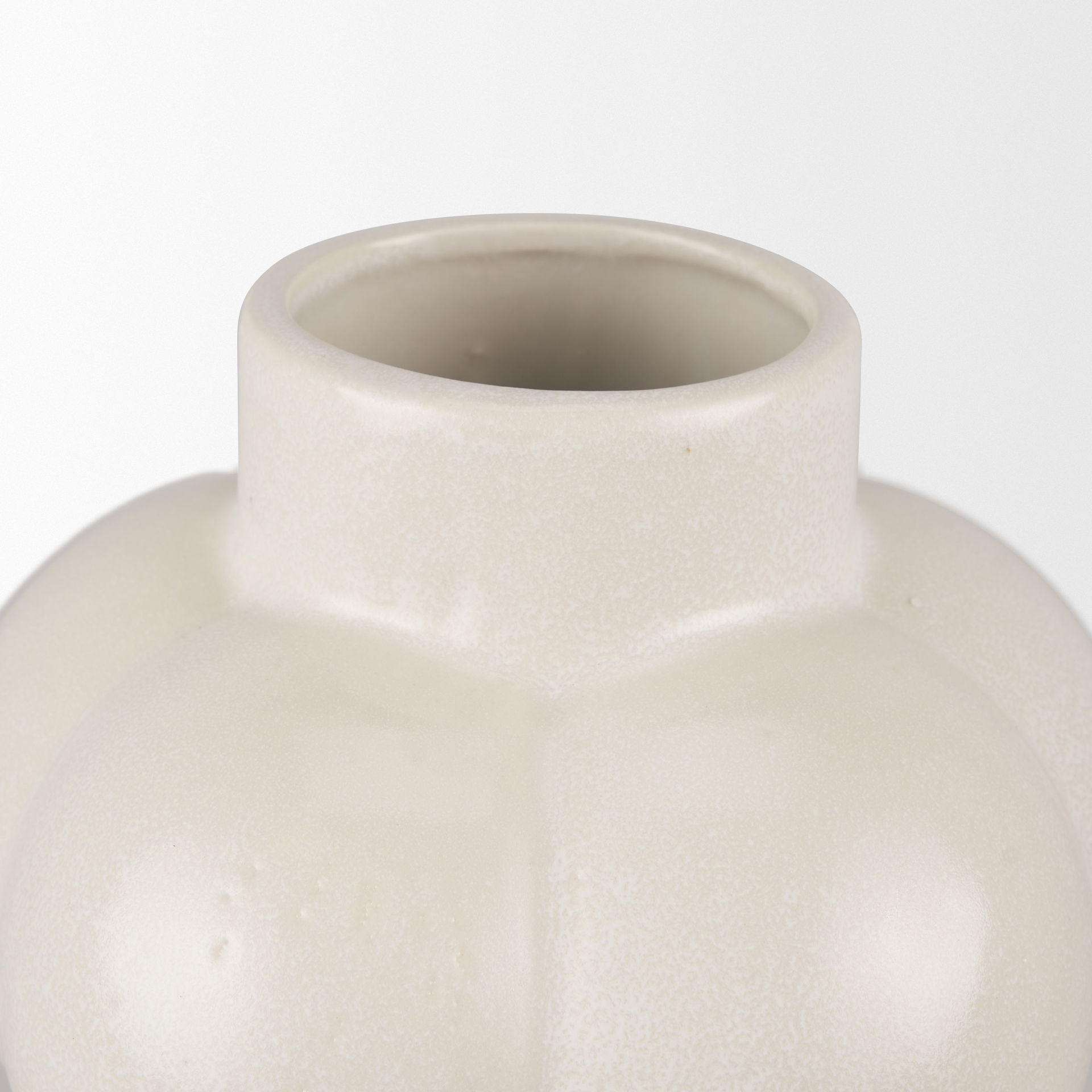 Ulvi Cream Glazed Bubble Ceramic Vase, by Mercana, 7.68" length x 7.48" width x 14.17" height View 6
