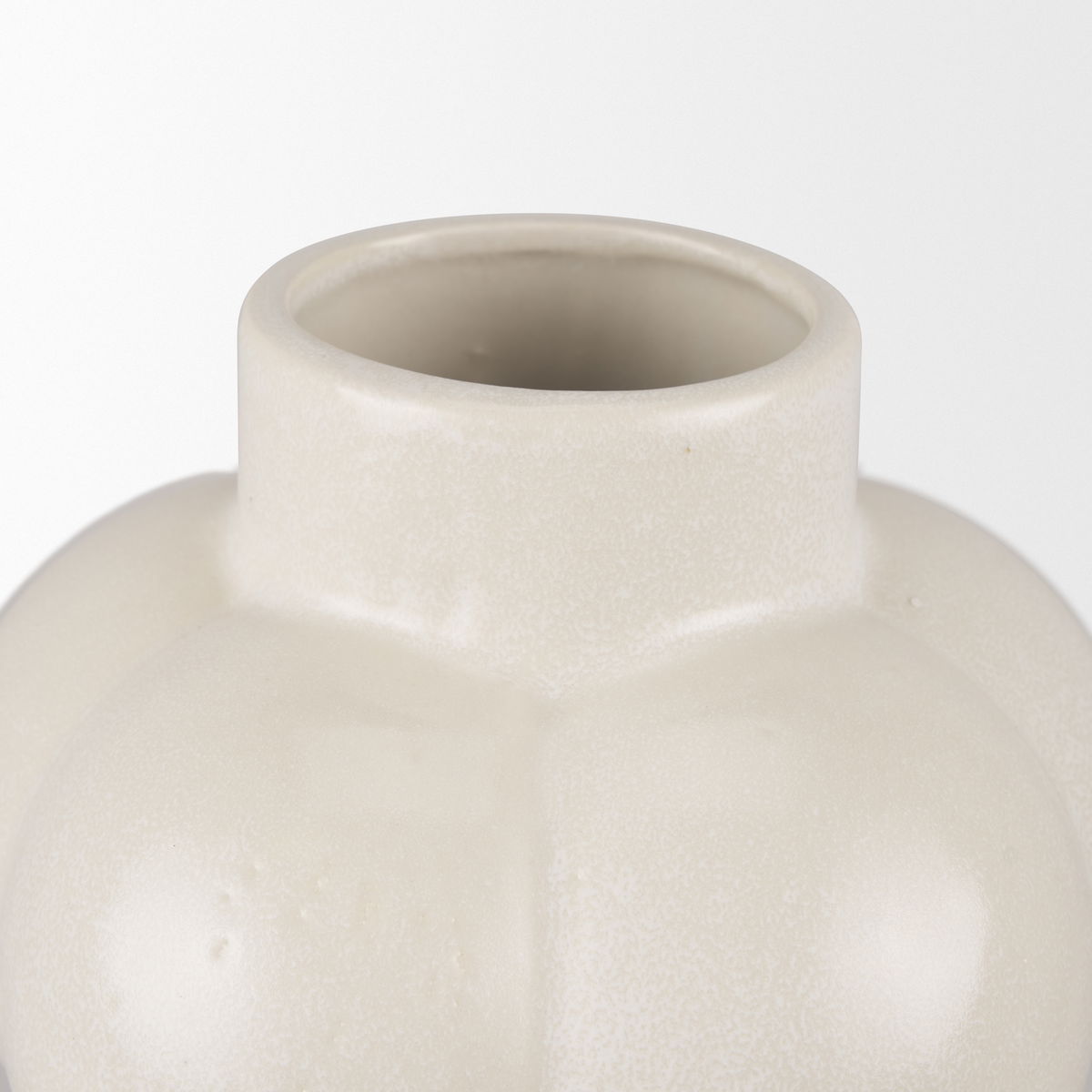 Ulvi Cream Glazed Bubble Ceramic Vase, by Mercana, 7.68" length x 7.48" width x 14.17" height View 8