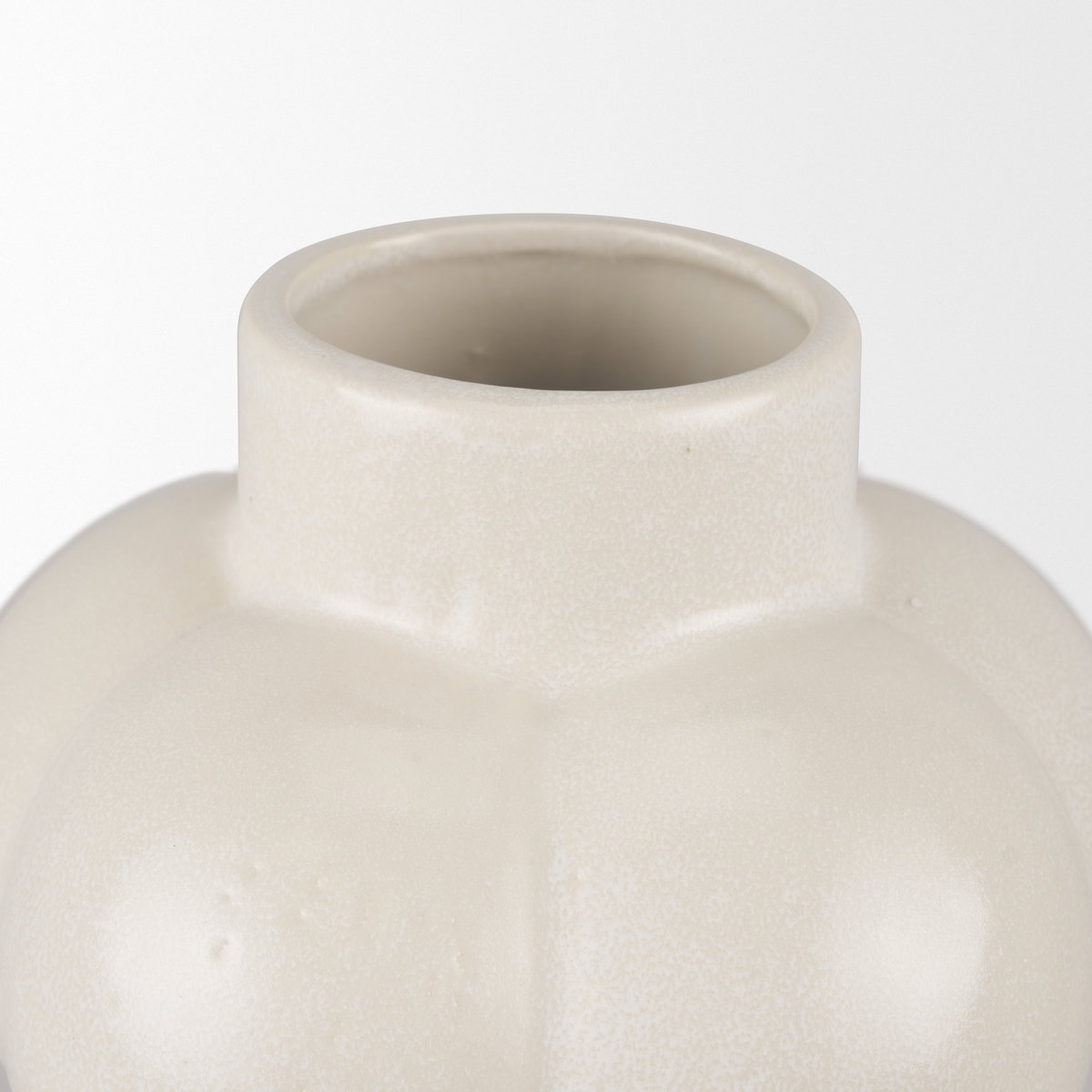 Ulvi Cream Glazed Bubble Ceramic Vase, by Mercana, 7.68" length x 7.48" width x 14.17" height View 8