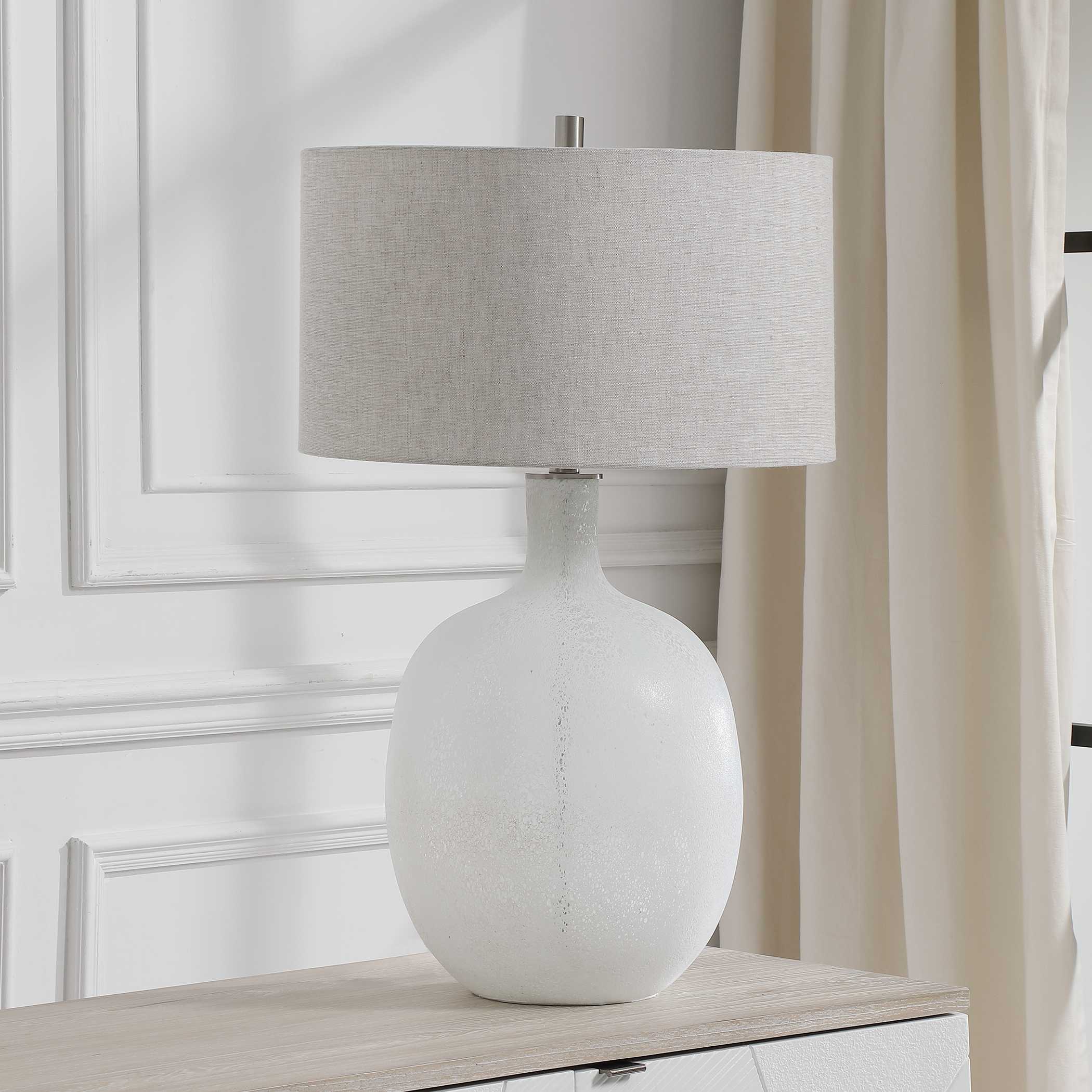 Whiteout Mottled Glass Table Lamp, by Uttermost, 18" width x 29.75" height x 18" depth View 4