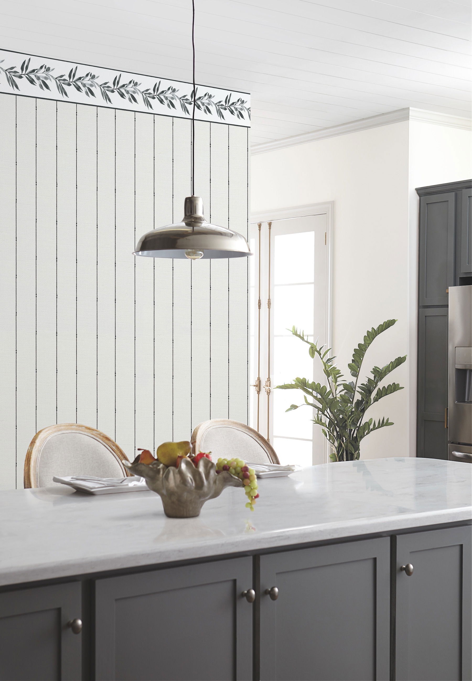 In Stitches Stripe Black & Cream Wallpaper, by York Wall, 33' length x 1'8.5" width x 0.02" depth View 3