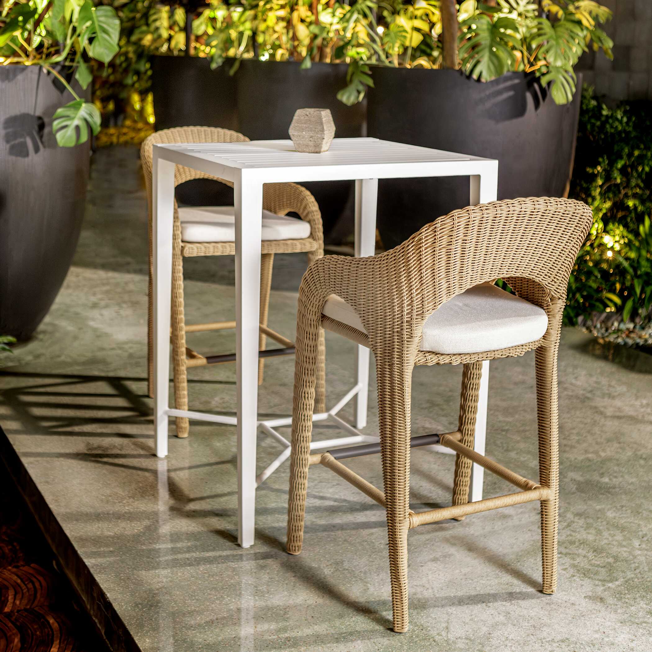 Montellano White Outdoor Bar Table, Furniture by Uttermost, 32" width x 42.25" height x 32" depth View 7
