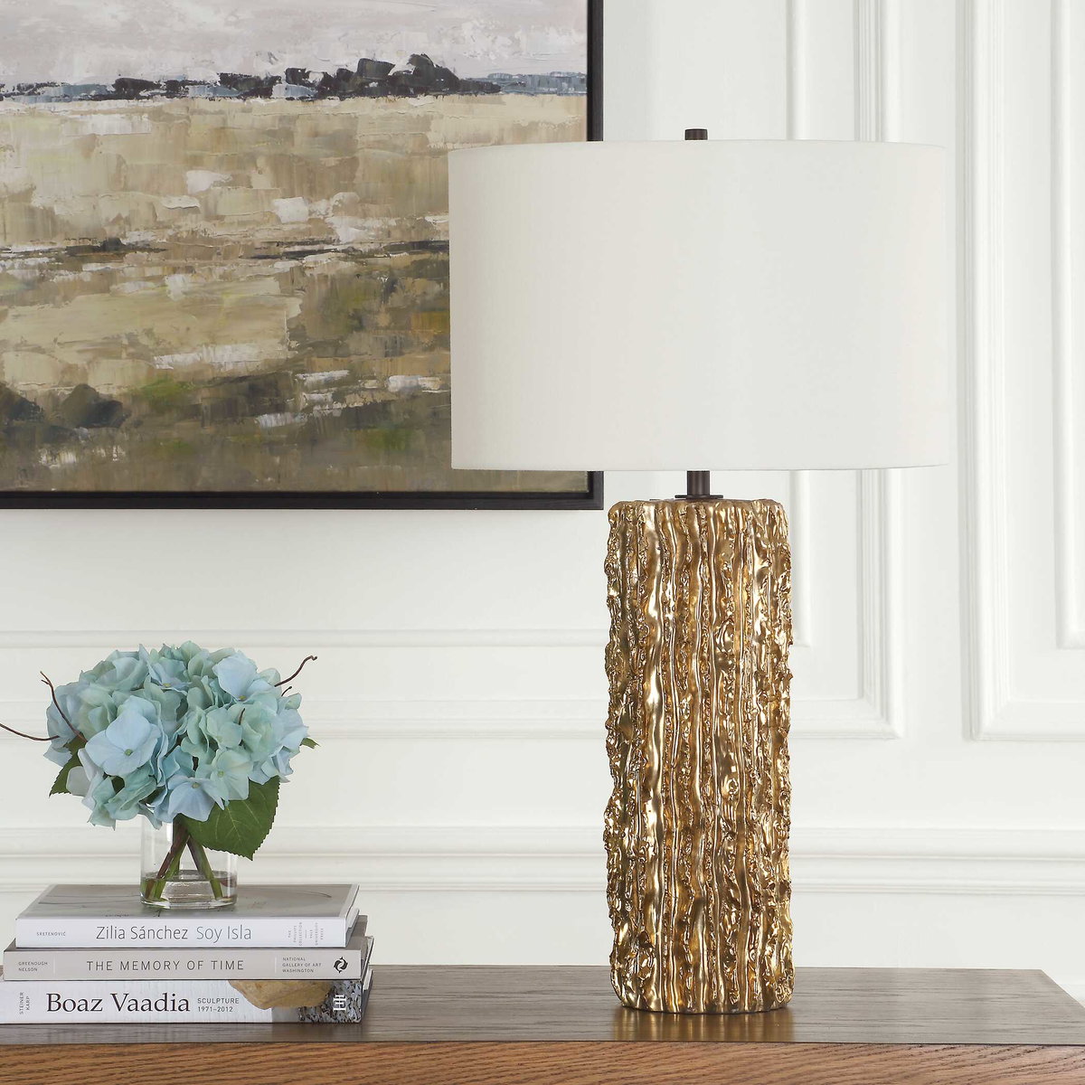 Echo Golden Table Lamp, by Uttermost, 16" width x 27.75" height x 16" depth View 2