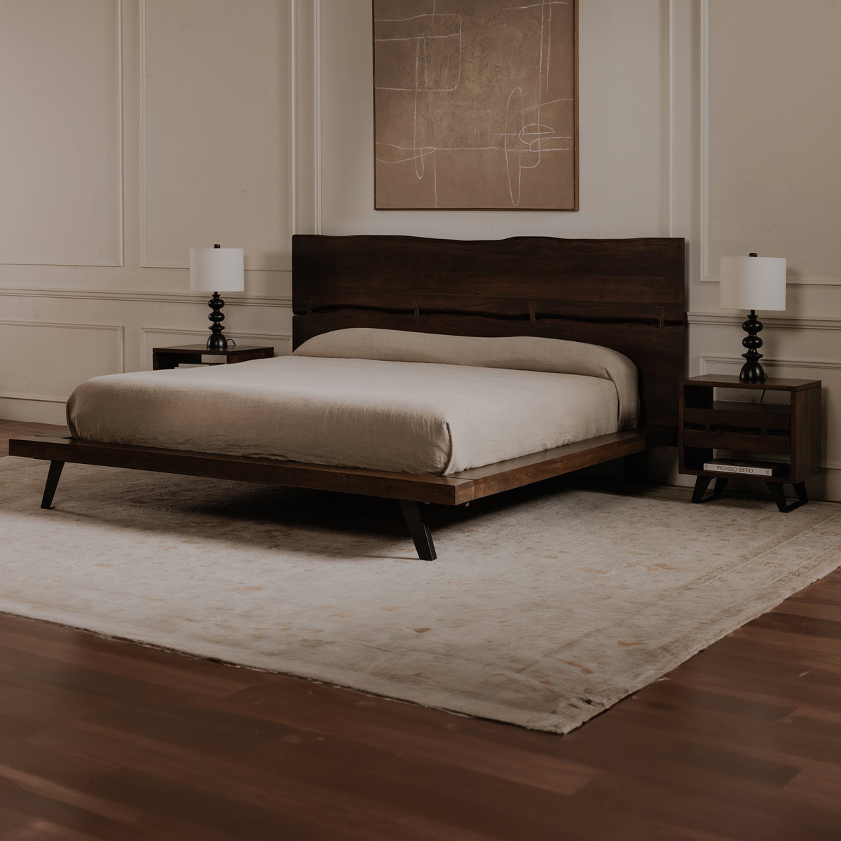 Madagascar Queen Platform Bed Dark Brown, by Moe's Home, 75.5" width x 48" height x 89" depth View 11